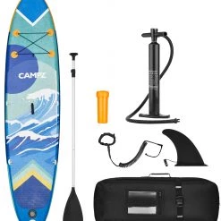 CAMPZ Inflatable SUP with Paddles and Pump, Multicolore