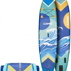 CAMPZ Inflatable SUP with Paddles and Pump, Multicolore -Kayak, canoë, paddle Soldes Boutique campz sup with paddle pump carry bag and repair kit multicolor 3