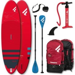 Fanatic Fly Air/Pure SUP Package 10'4" Inflatable SUP with Paddle and Pump 2021, rouge