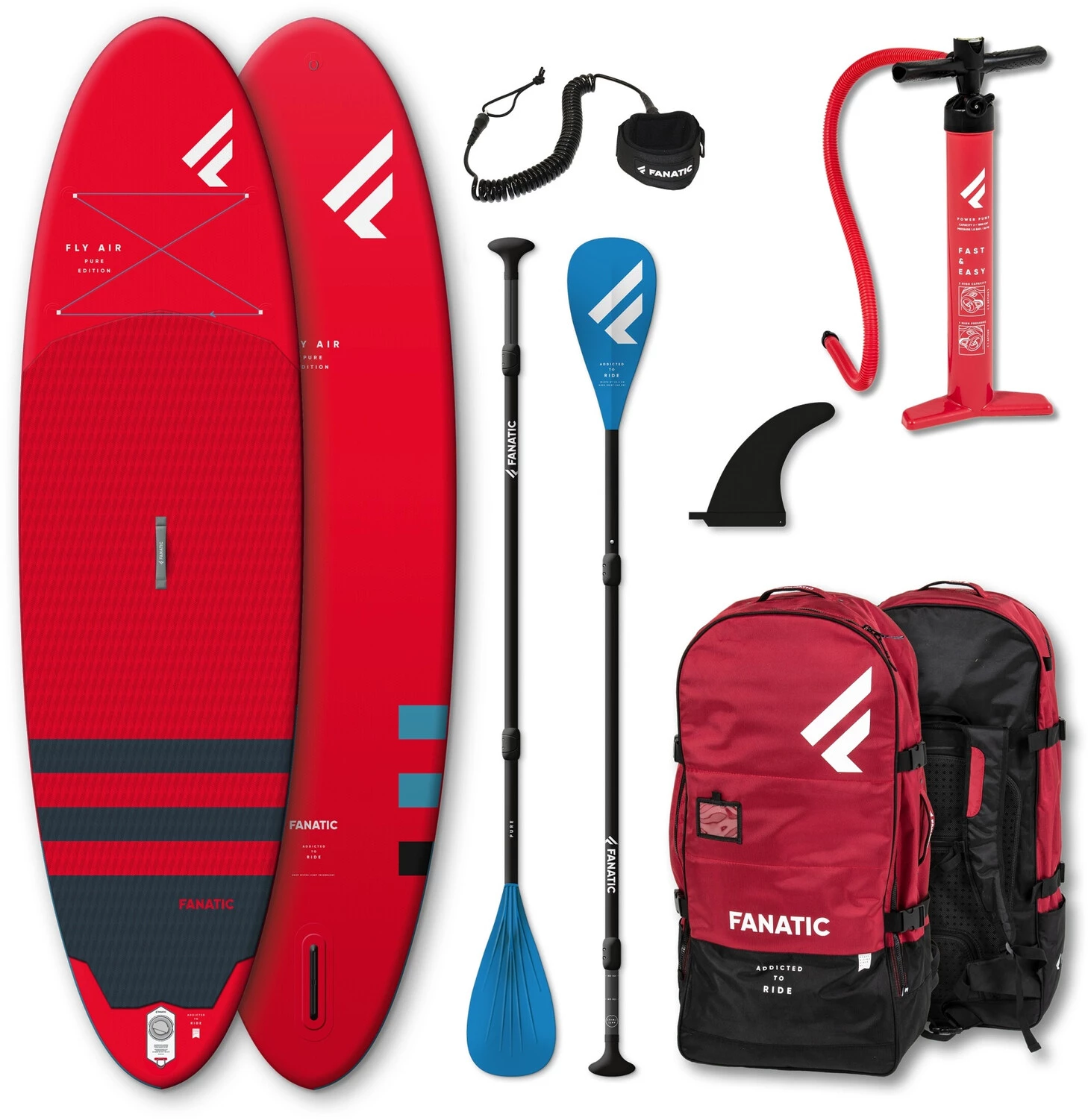Fanatic Fly Air/Pure SUP Package 10'4" Inflatable SUP with Paddle and Pump 2021, rouge 1 Fanatic Fly Air/Pure SUP Package 10'4" Inflatable SUP with Paddle and Pump 2021, rouge