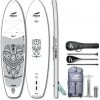 Indiana SUP 10'6 Allround Pack Basic pagaie 3 pièces en composite carbone-fibre de verre/pompe HP, blanc/gris