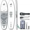 Indiana SUP 10'6 Allround Pack Premium pagaie 3 pièces carbone/Kit de réparation/pompe HP, blanc/gris