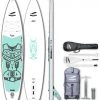 Indiana SUP 11'6 Touring Lite Pack Premium pagaie 3 pièces carbone/Kit de réparation/pompe, blanc/turquoise