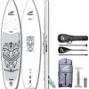 Indiana SUP 11'6 Touring Pack Basic pagaie 3 pièces carbone/Kit de réparation/pompe, blanc/gris