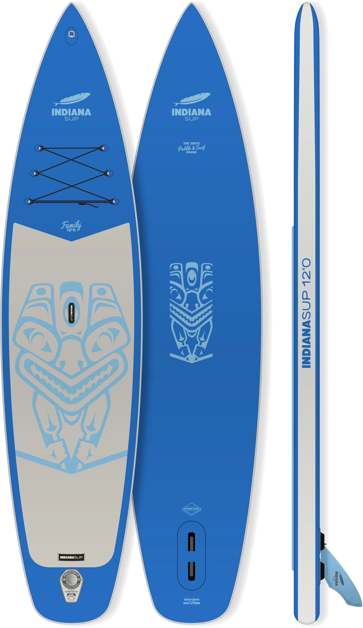 Indiana SUP 12'0 Family Pack avec pagaie 3 composite/fibre de verre, bleu/gris 1 Indiana SUP 12'0 Family Pack avec pagaie 3 composite/fibre de verre, bleu/gris