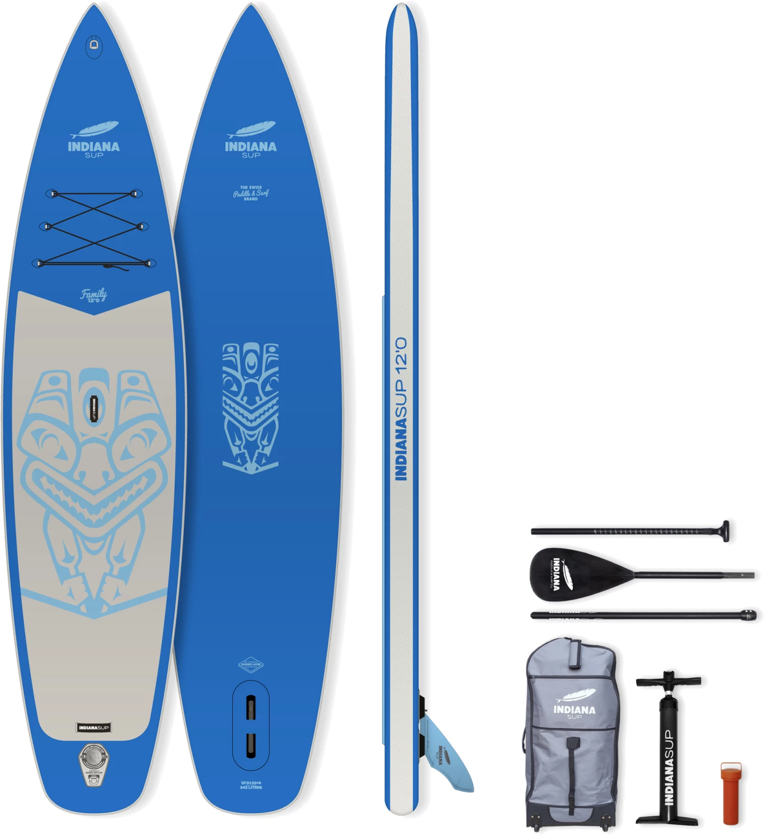 Indiana SUP 12'0 Family Pack avec pagaie 3 composite/fibre de verre, bleu/gris 2 Indiana SUP 12'0 Family Pack avec pagaie 3 composite/fibre de verre, bleu/gris – Image 2