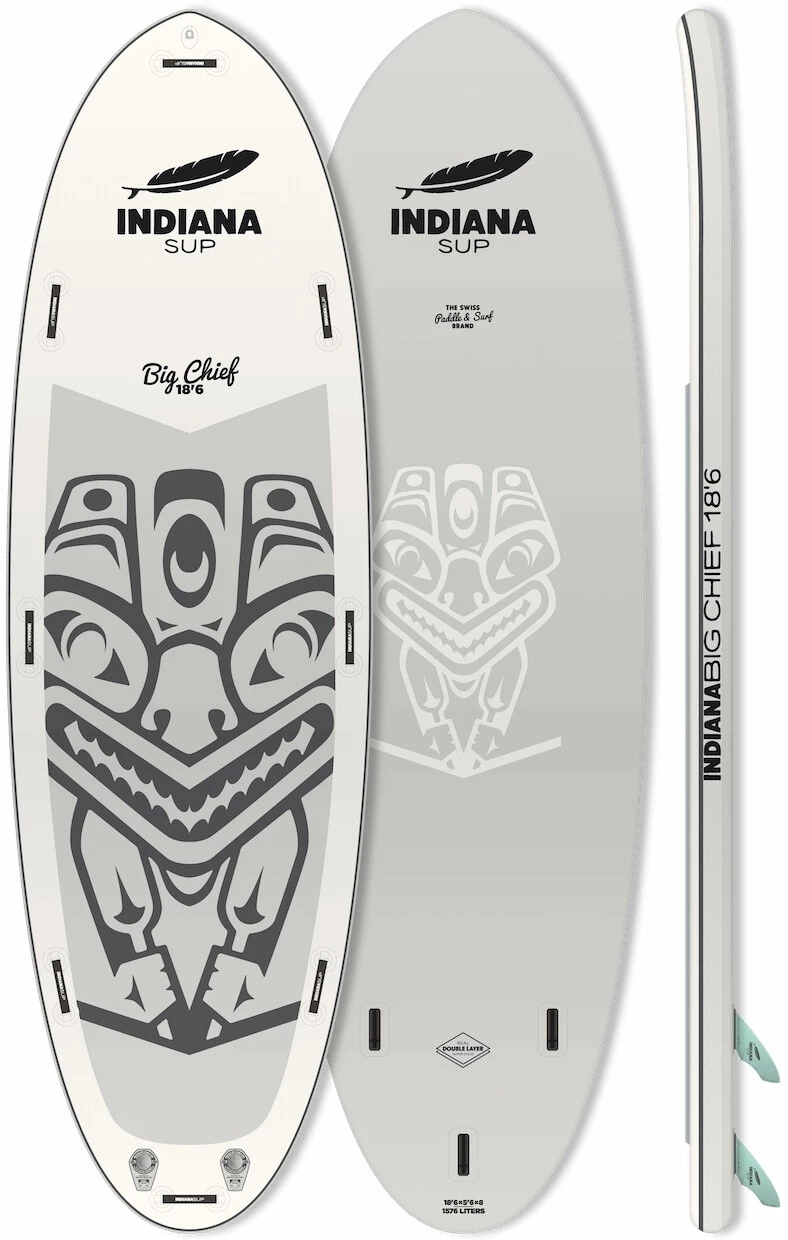Indiana SUP 18'6 Big Chief Inflatable SUP Board, blanc/gris 1 Indiana SUP 18'6 Big Chief Inflatable SUP Board, blanc/gris