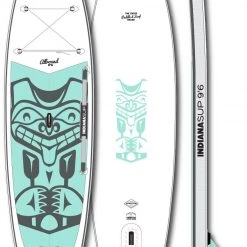 Indiana SUP 9'6 Allround LITE Inflatable SUP Board, blanc/turquoise