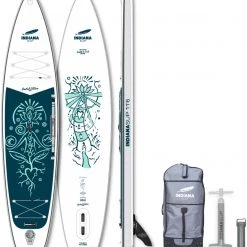 Indiana SUP 10'6 Allround Wood Inflatable Board, blanc/turquoise