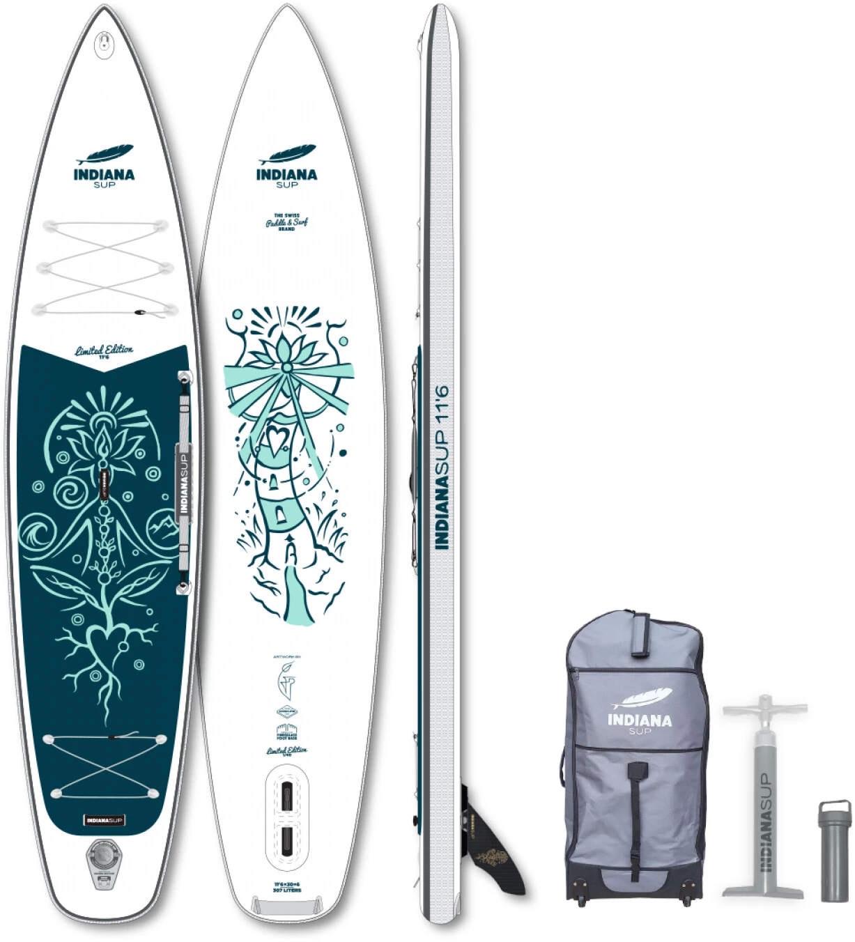 Indiana SUP 10'6 Allround Wood Inflatable Board, blanc/turquoise 1 Indiana SUP 10'6 Allround Wood Inflatable Board, blanc/turquoise