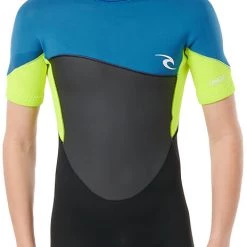 Rip Curl Omega SS Back Zip Suit Boys, noir/Multicolore
